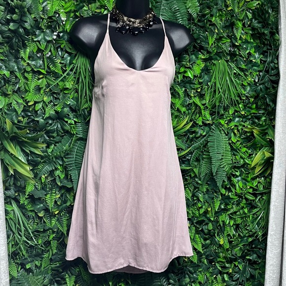 Aakkaa Dress Small Pink Slip Mini Spaghetti Straps Backless Halter Neck 3217 - Picture 3 of 9